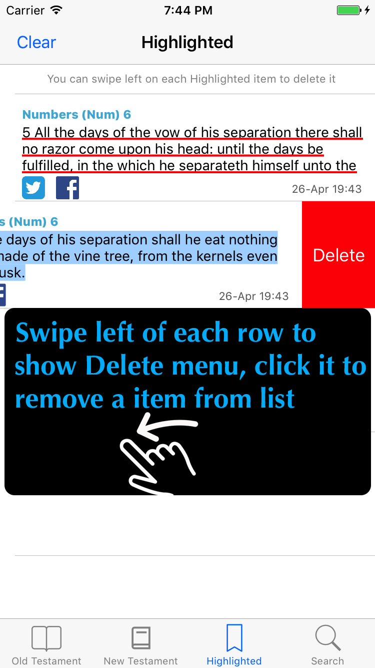 Delete Highlighted Content